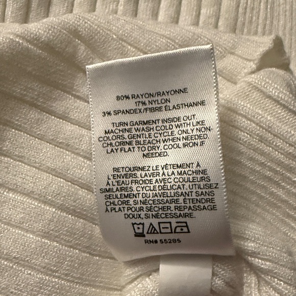 Express White Ribbed Long Sleeve Fitted Round Neck Sweater Top Small - Picture 7 of 8